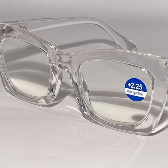 1177 Gretchen Reading Glasses 2.25 Square Clear Oversize NWT - Picture 8 of 9